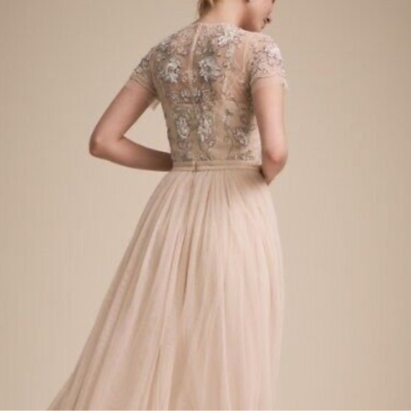 BHLDN Needle & Thread Style Sakara 6 Pink Champagne Beaded Bodice Formal Gown - Picture 6 of 11